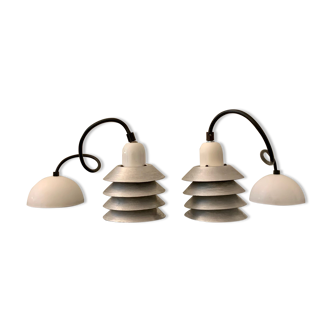 Paire de suspensions vintage - lampes en métal design des années 70