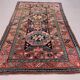 Old Turkish Kazak Rug 226x135 cm vintage tribal carpet, Red and Blue Large