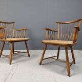 WKS 7 Armchairs with Wickerwork Seat by Arno Lambrecht for Wk Möbel, Germany, 1950s - set of 4