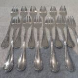 12 silver-plated oyster forks by Christofle Rubans Louis XVI
