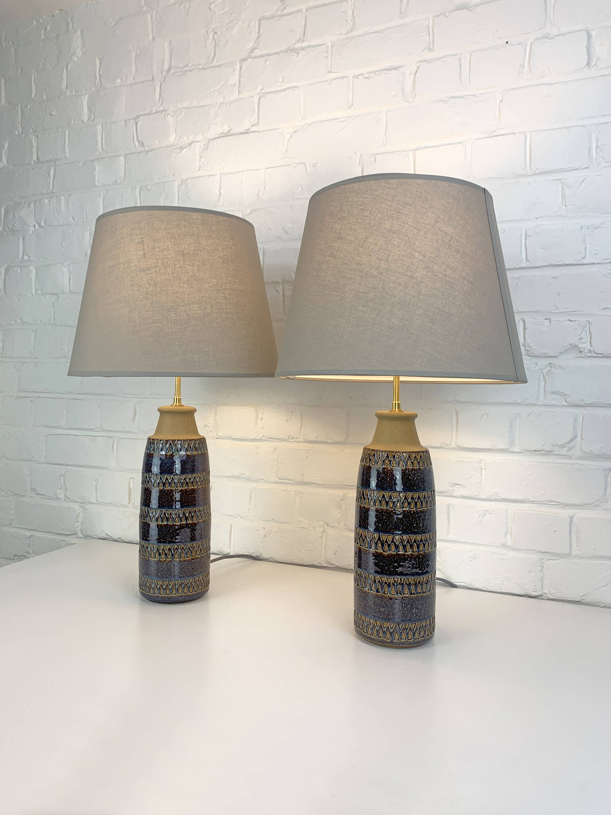 Pair of Erling Mortensen ceramic table lamps, Soholm, Denmark, 1960s