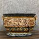 Large planter in colored slip with antique decoration