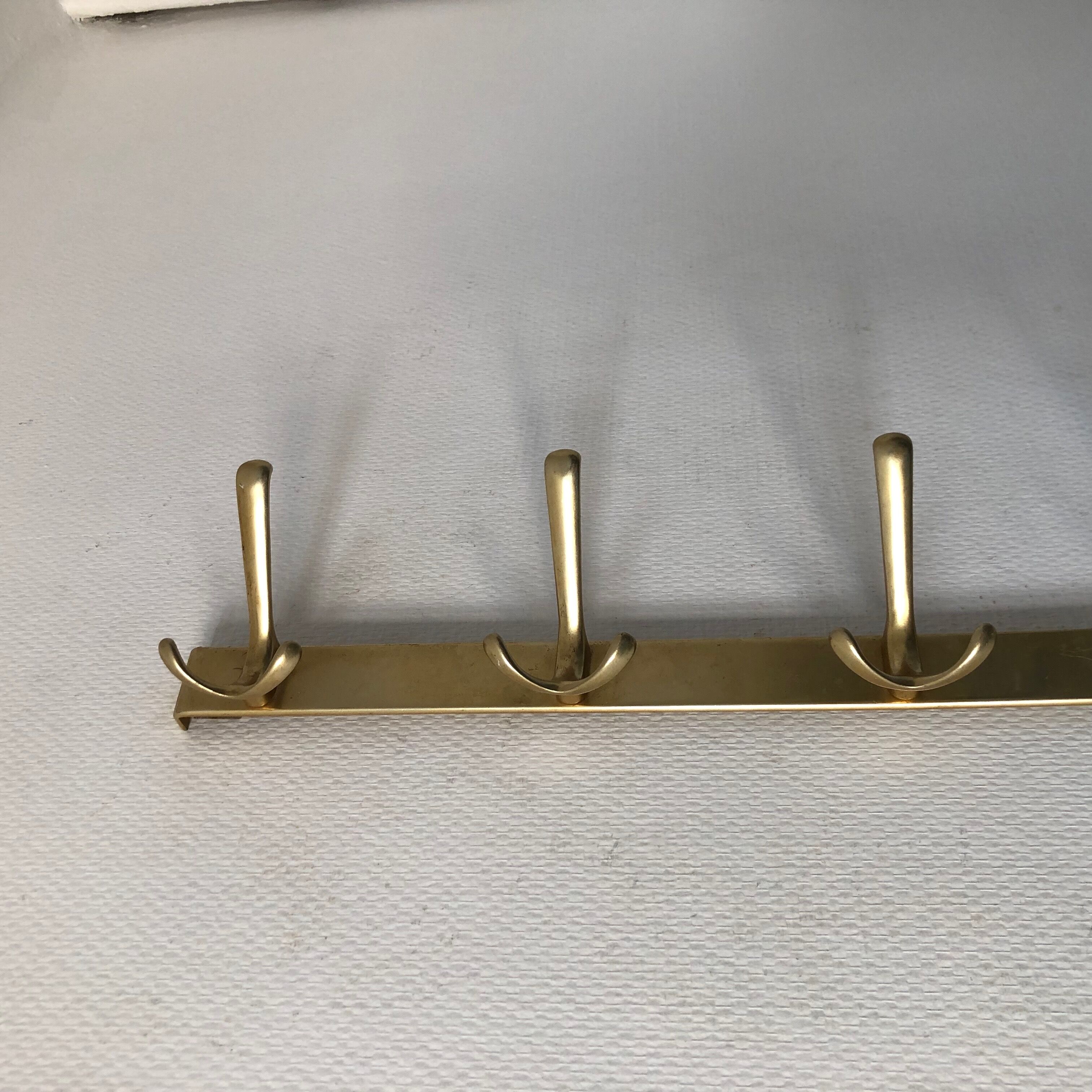 Golden coat hanger 4 hooks vintage 1960 55x10cm