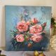 Oil on canvas painting of a bouquet of roses signed Paumier.