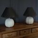 Pair of Italian ceramic lamps 1980 white walnut shape