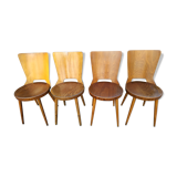 Suite of 4 vintage chairs Baumann model "Dove" 50s