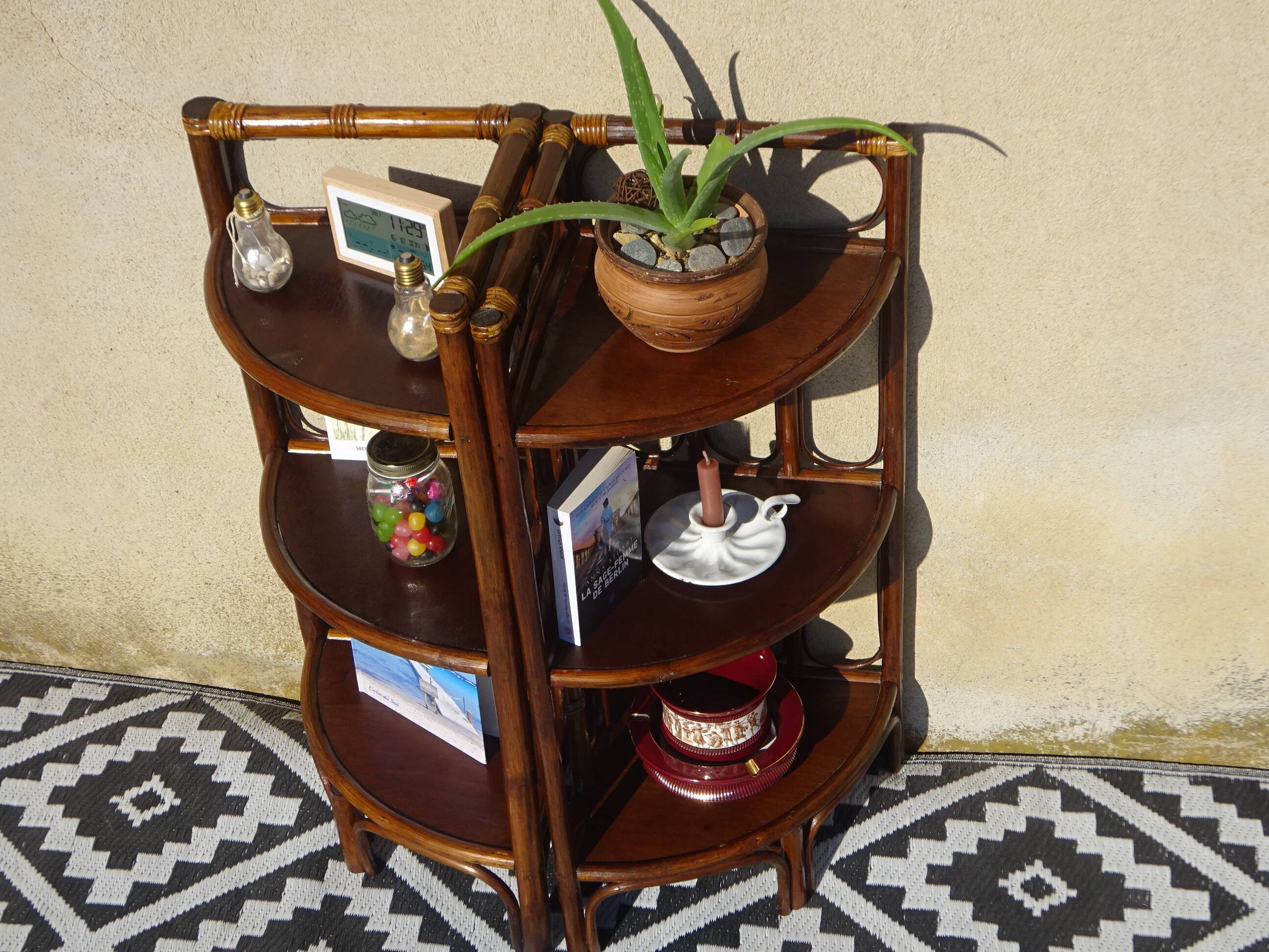 Pair of rattan bedside tables