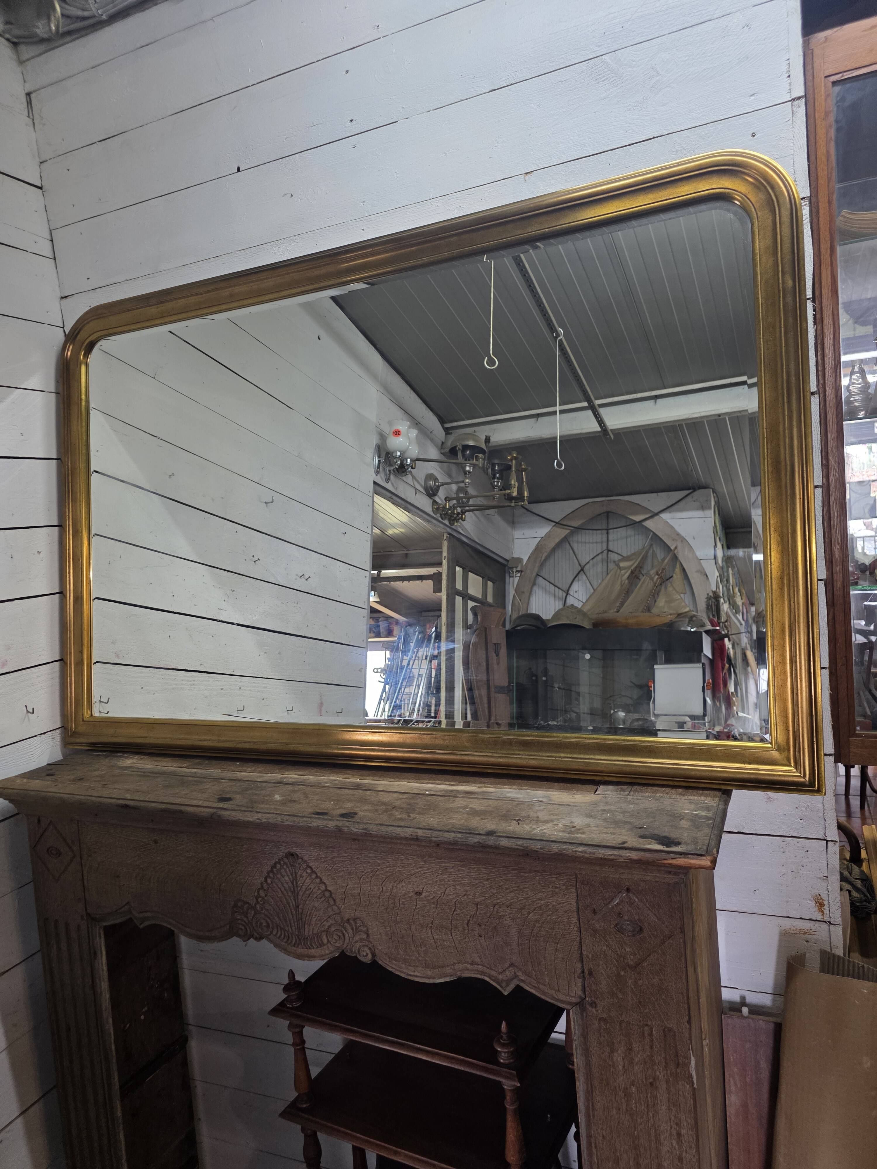 Louis Philippe style gilded mirror, mid-20th century, bevelled mirror.