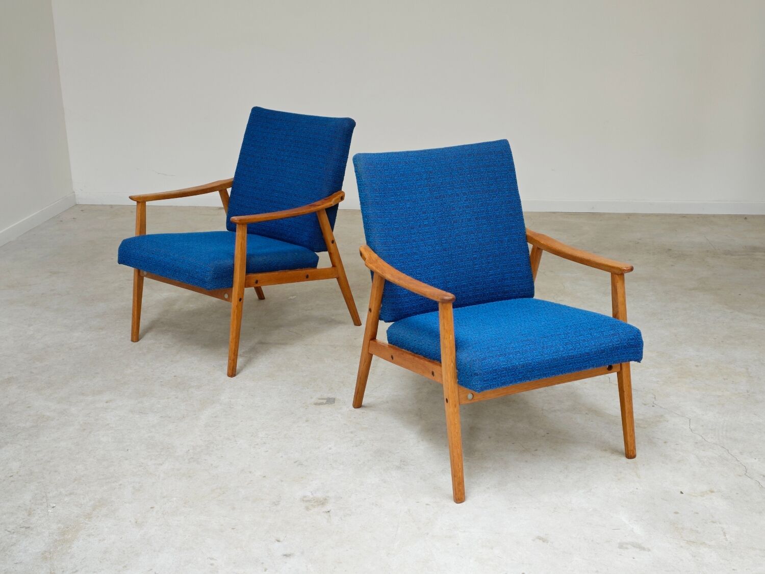 Pair of blue armchairs by Jiri Jiroutek for Interier Praha, 1960