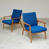 Pair of blue armchairs by Jiri Jiroutek for Interier Praha, 1960
