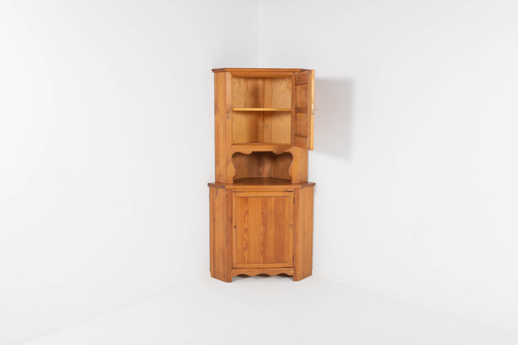 Axel Einar Hjorth ‘Lovö’ solid pine corner cabinet by Nordiska Kompaniet