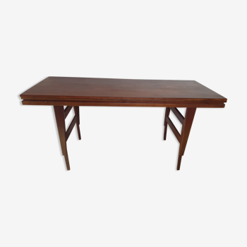 Scandinavian table convertible liftable in teak