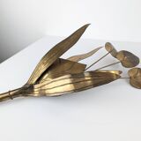 Brass Floral Leaf Wall Sconce, Hollywood Regency Style, 1960s