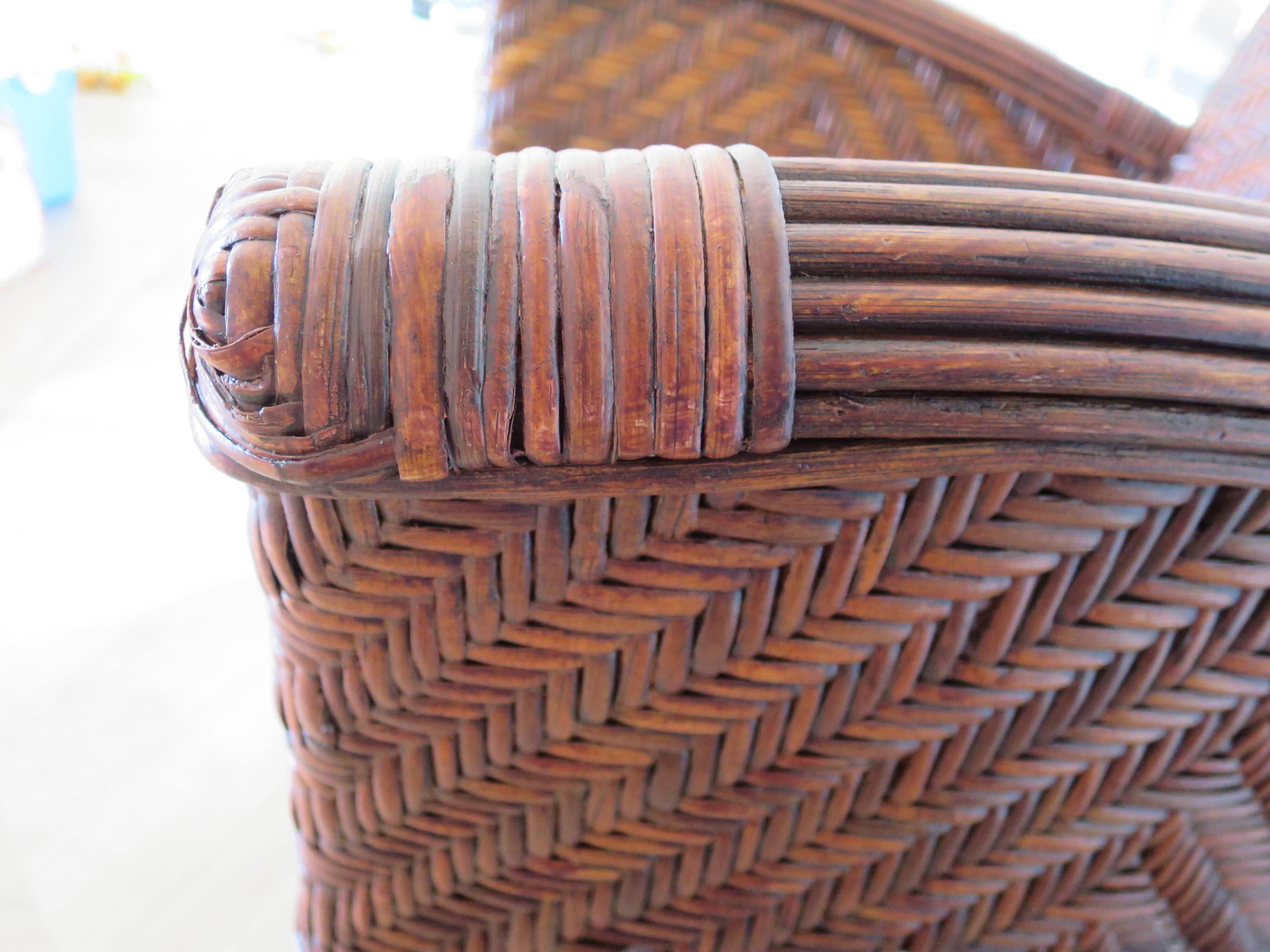 Woven rattan armchair, 1980s