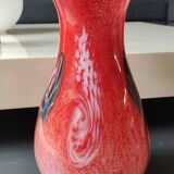 Large Floral Ball Vase/Kaysersberg Art Glassware. Speckled/Volutes