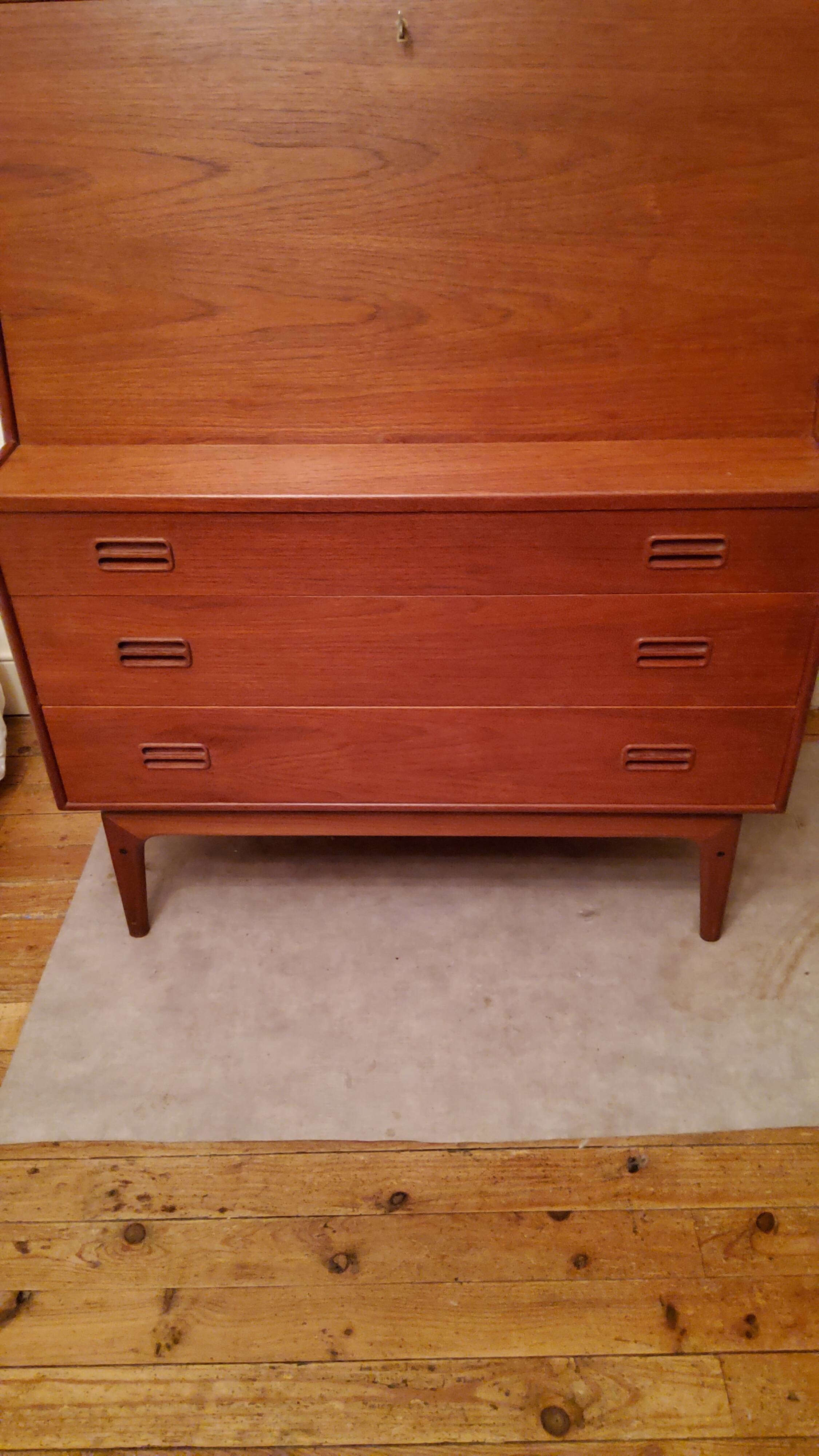 Convenient Danish teak secretary Craftsmanship M.K from the 60s