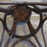 Set of 2 swivel bar stools / chairs - wood - cane - rattan - 80s