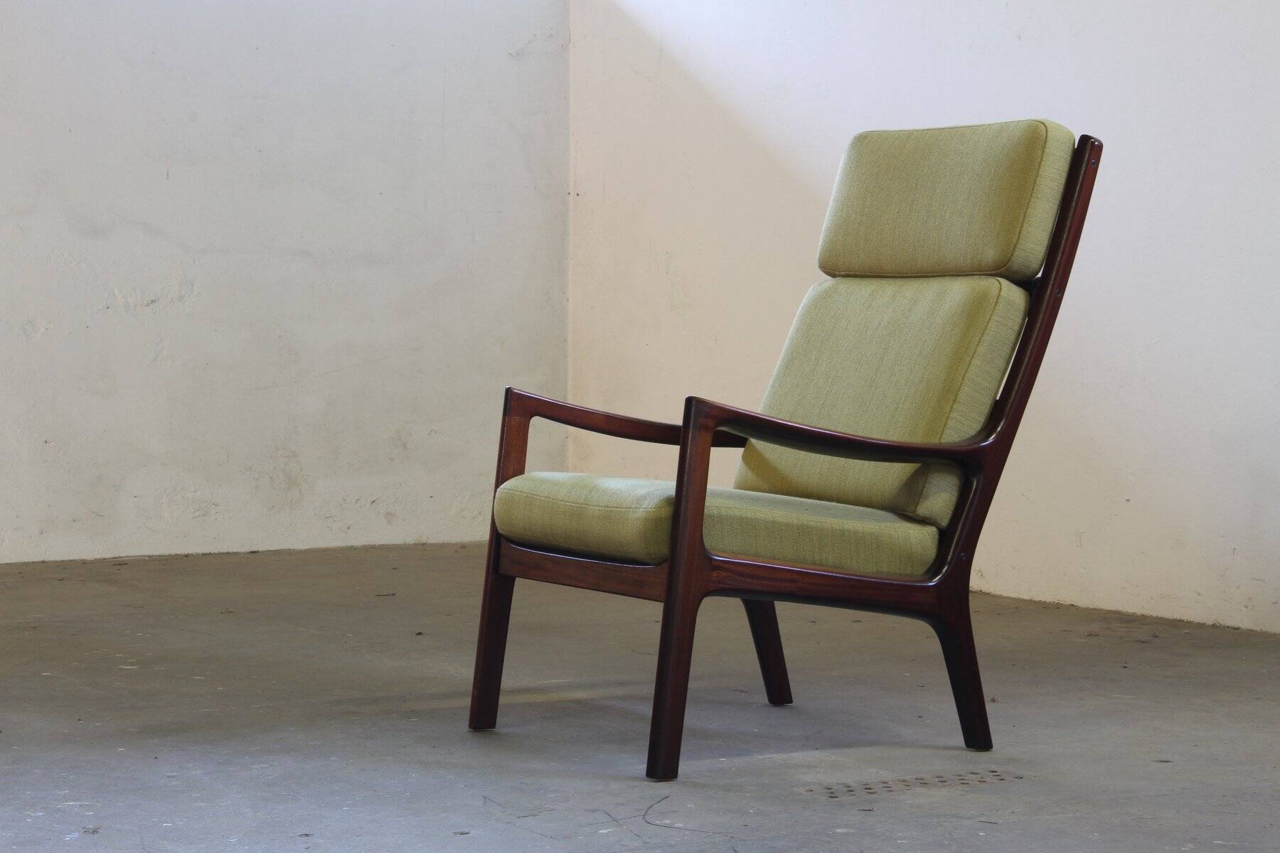 Fauteuil lounge Senator vintage en acajou, signé Ole Wanscher pour Cado, années 1960
