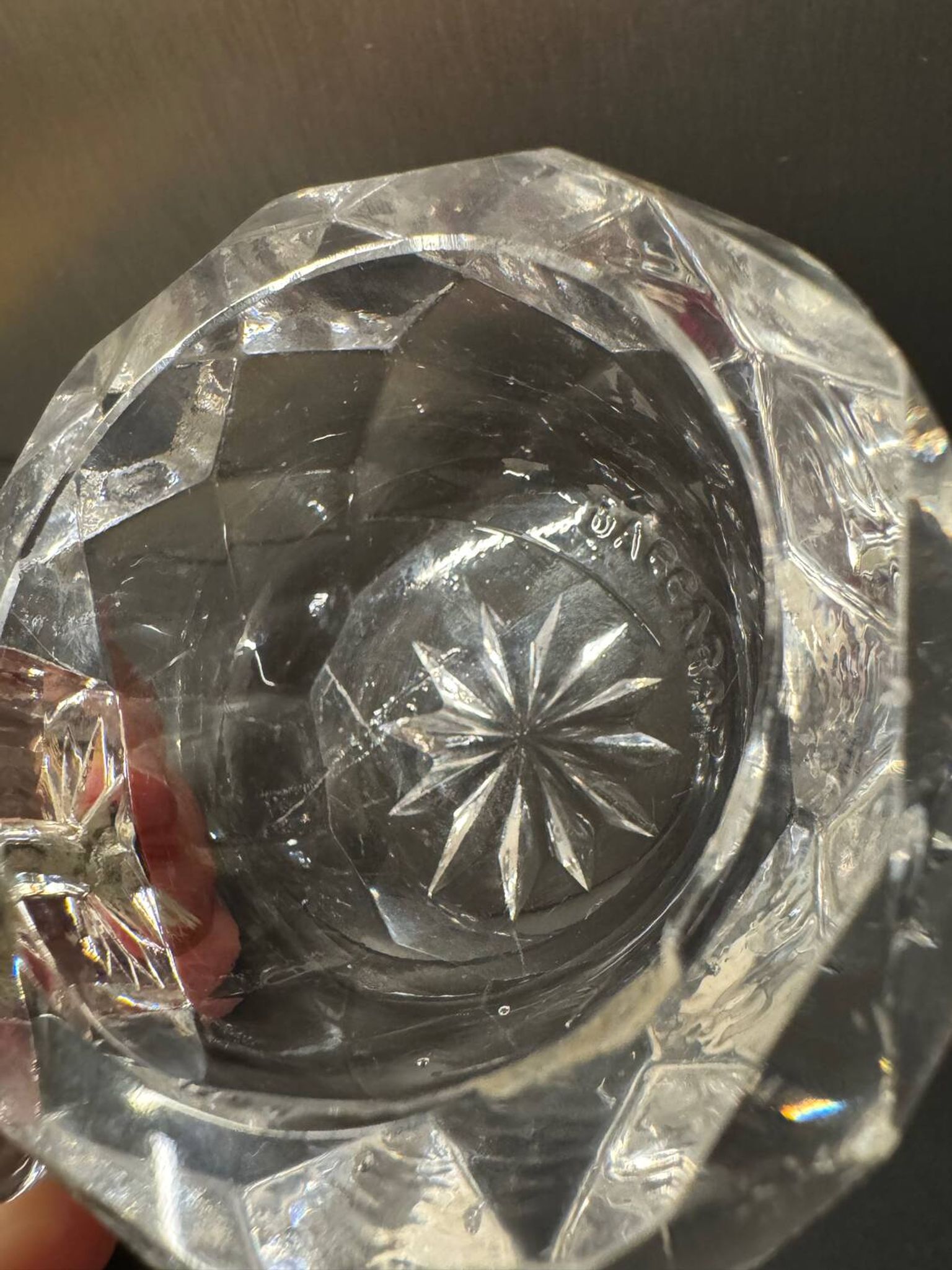 Baccarat double cut crystal salt cellar with metal mount