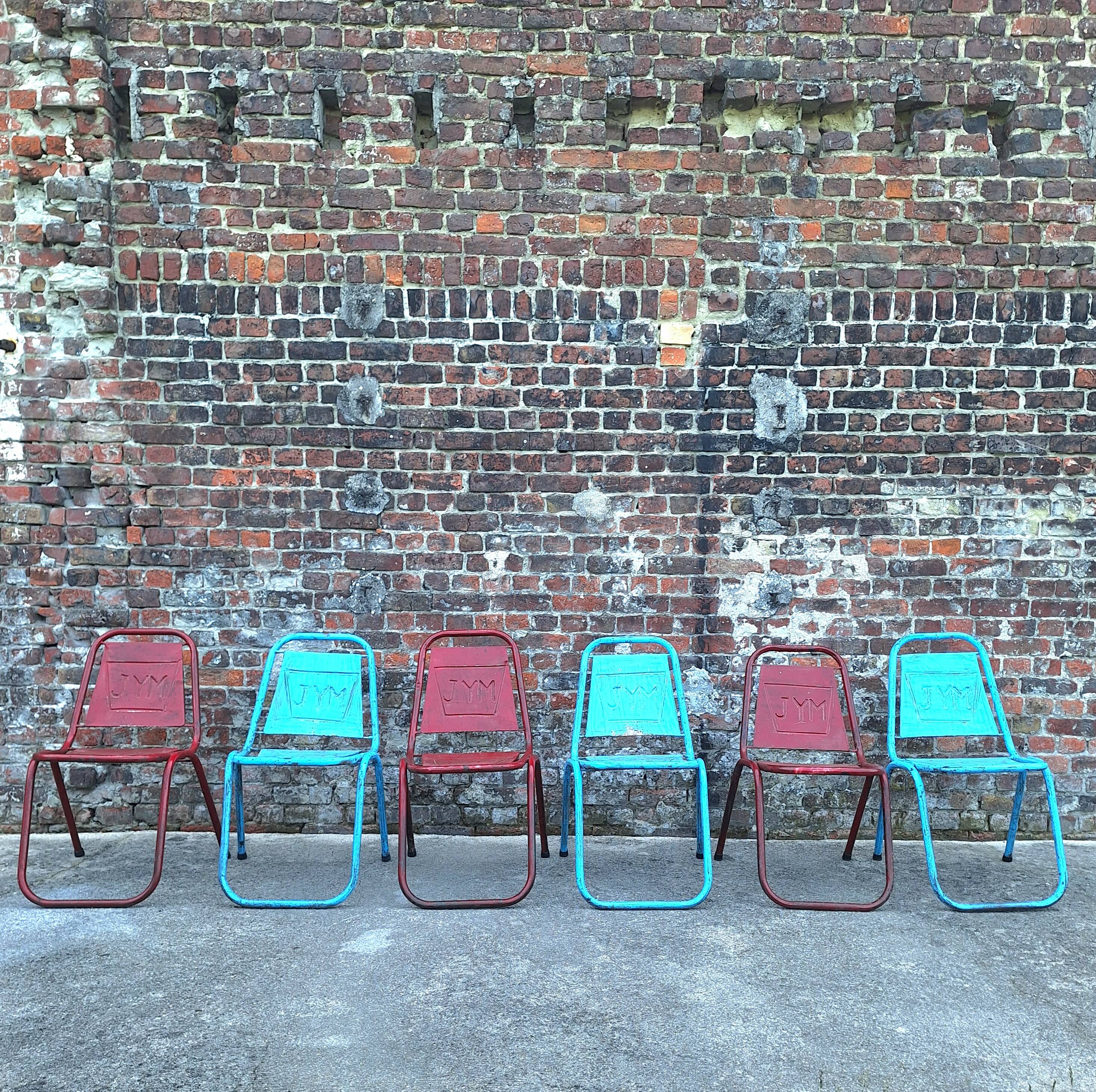Lot de 6 chaises vintage JYM, meubles sièges industriels