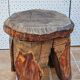 Brutalist mushroom stool solid wood treated indoor outdoor 34 cm