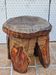 Brutalist mushroom stool solid wood treated indoor outdoor 34 cm