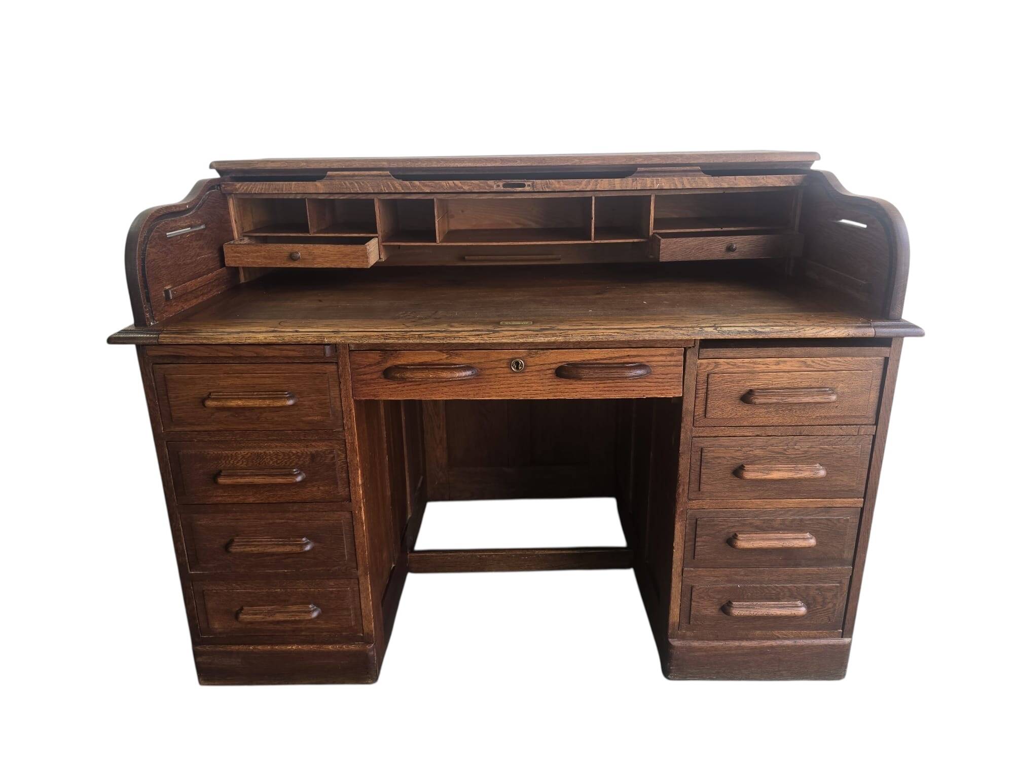 Bureau américain vintage en bois avec porte à volet