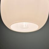 Pair of Scandinavian pendant lights in white satin glass, 1960s