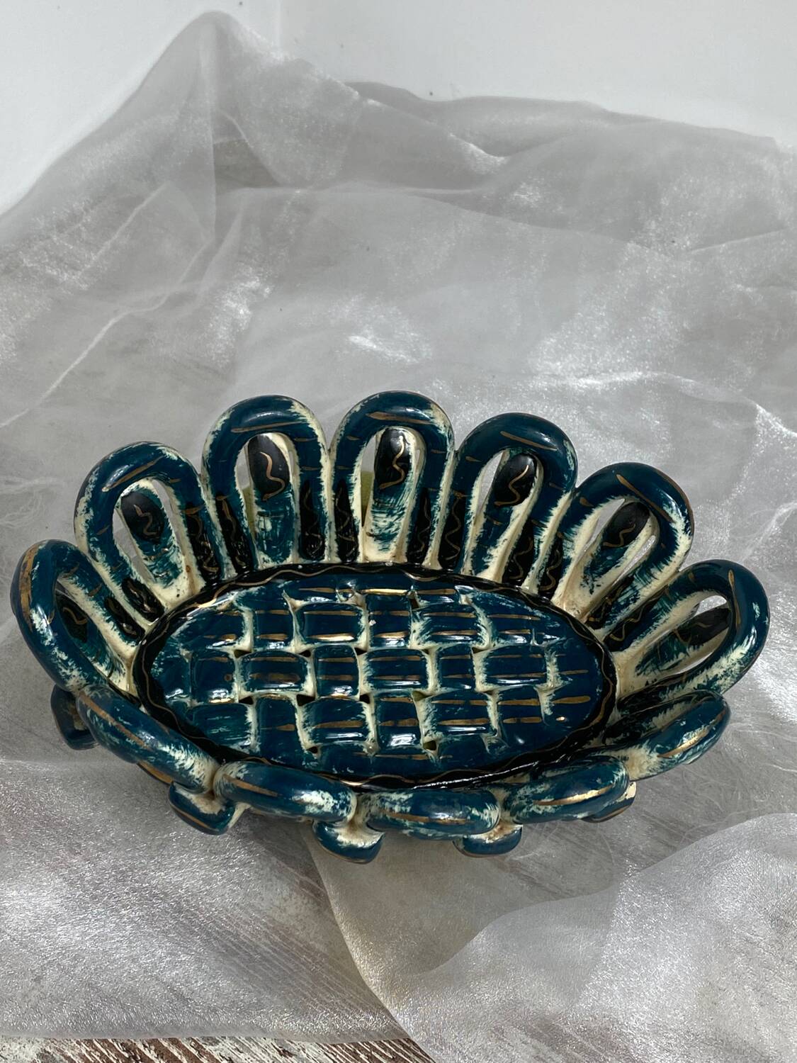Fase Vallauris ceramic woven basket
