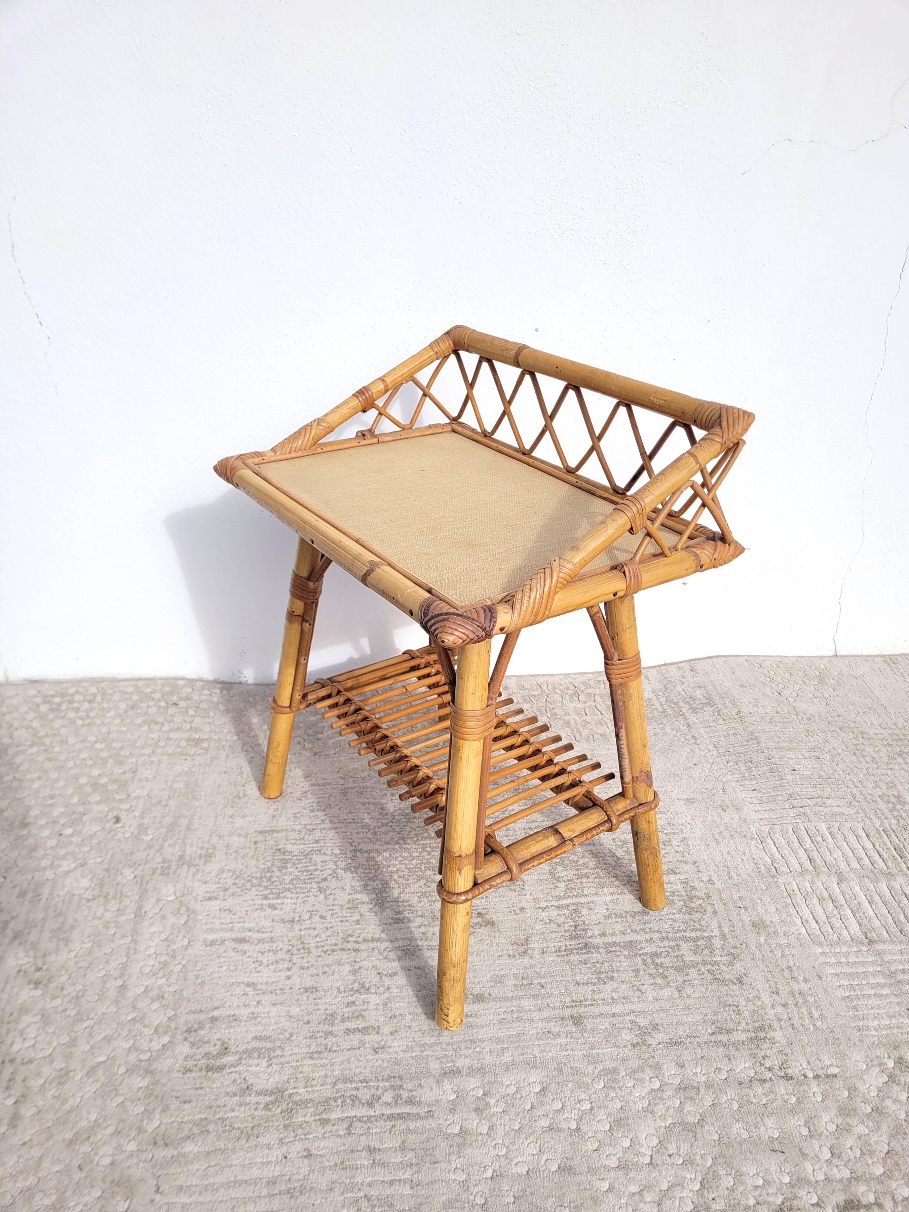 Rattan bedside table circa 1970