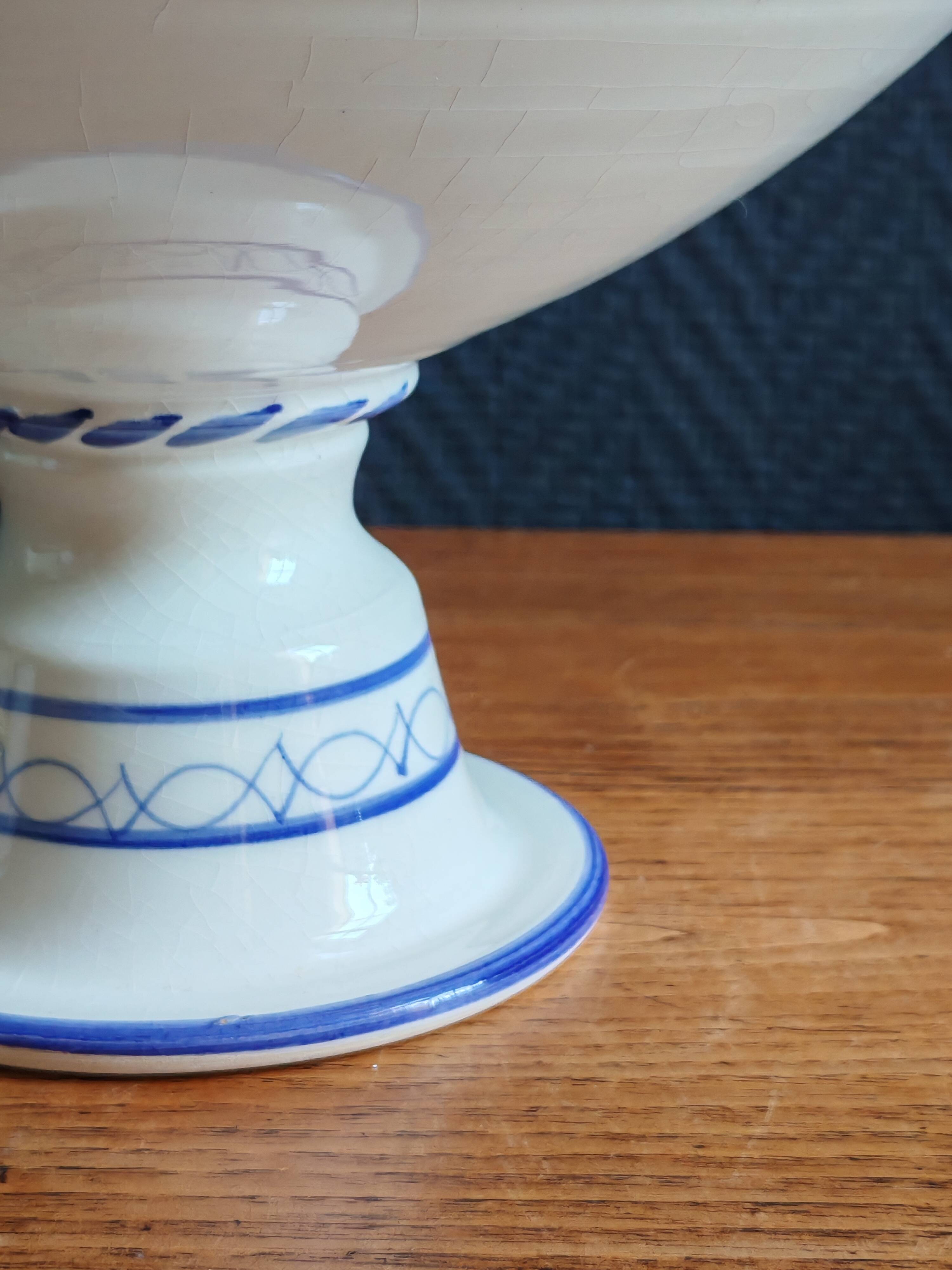 Blue and White Footed Faience Bowl