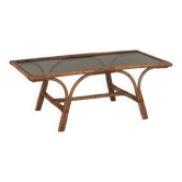 Table basse vintage rotin verre
