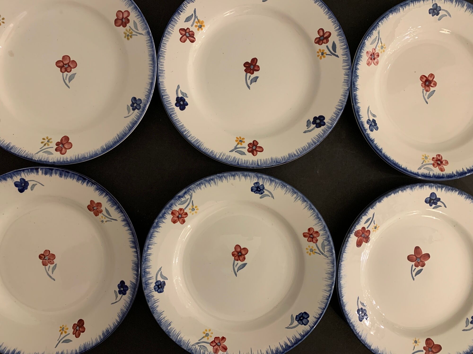 Lot de 6 assiettes plates Digoin Sarreguemines, modèle Mary Lou