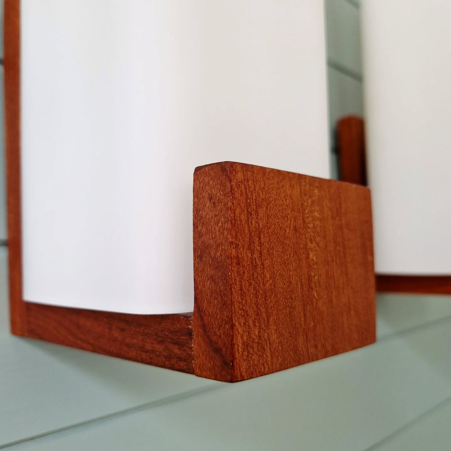 Pair of wall sconces in teak and opaline, Louis Kallf, Philips, 1960