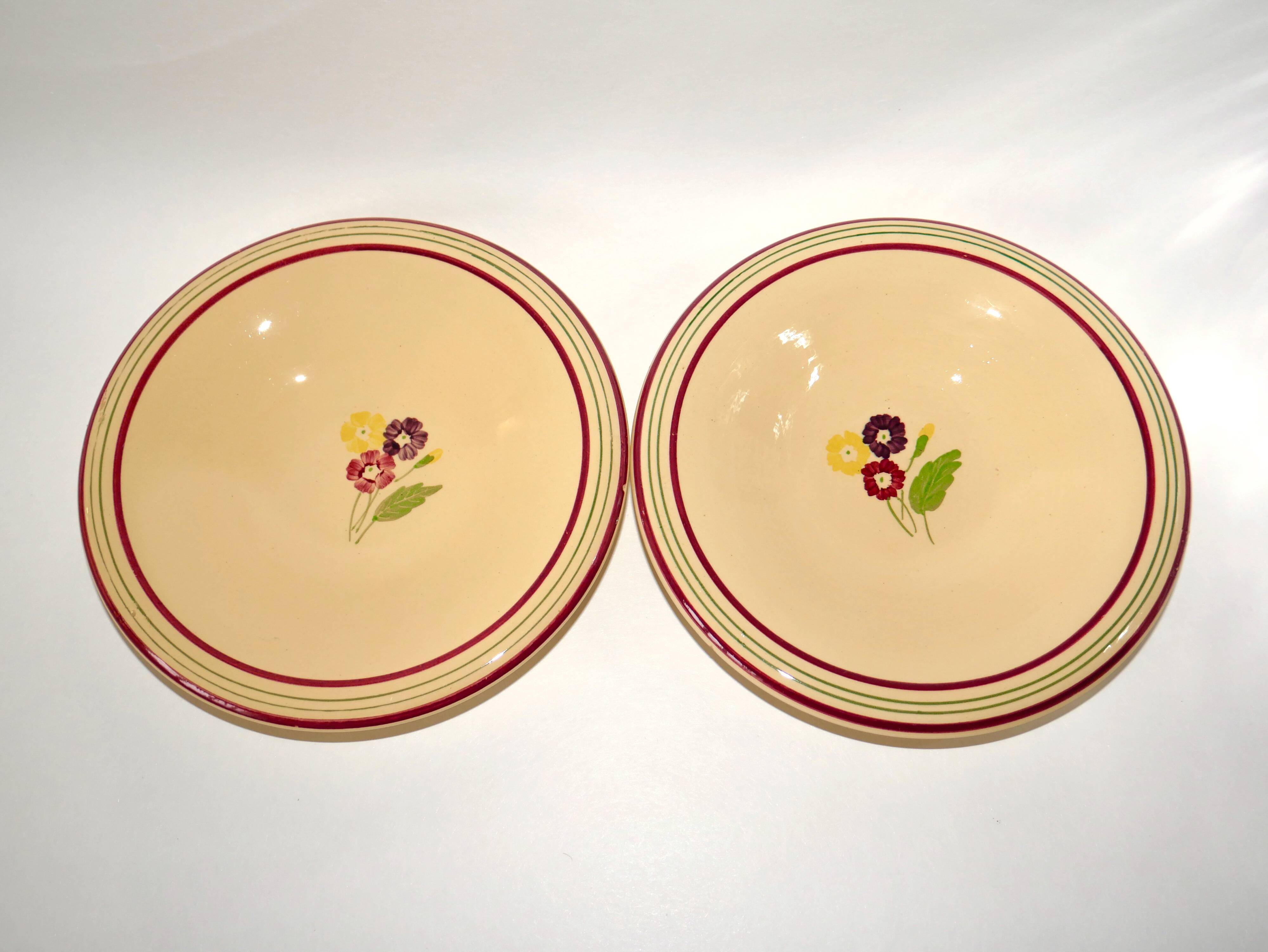 pair of floral hollow dishes Gien 1950
