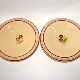 pair of floral hollow dishes Gien 1950