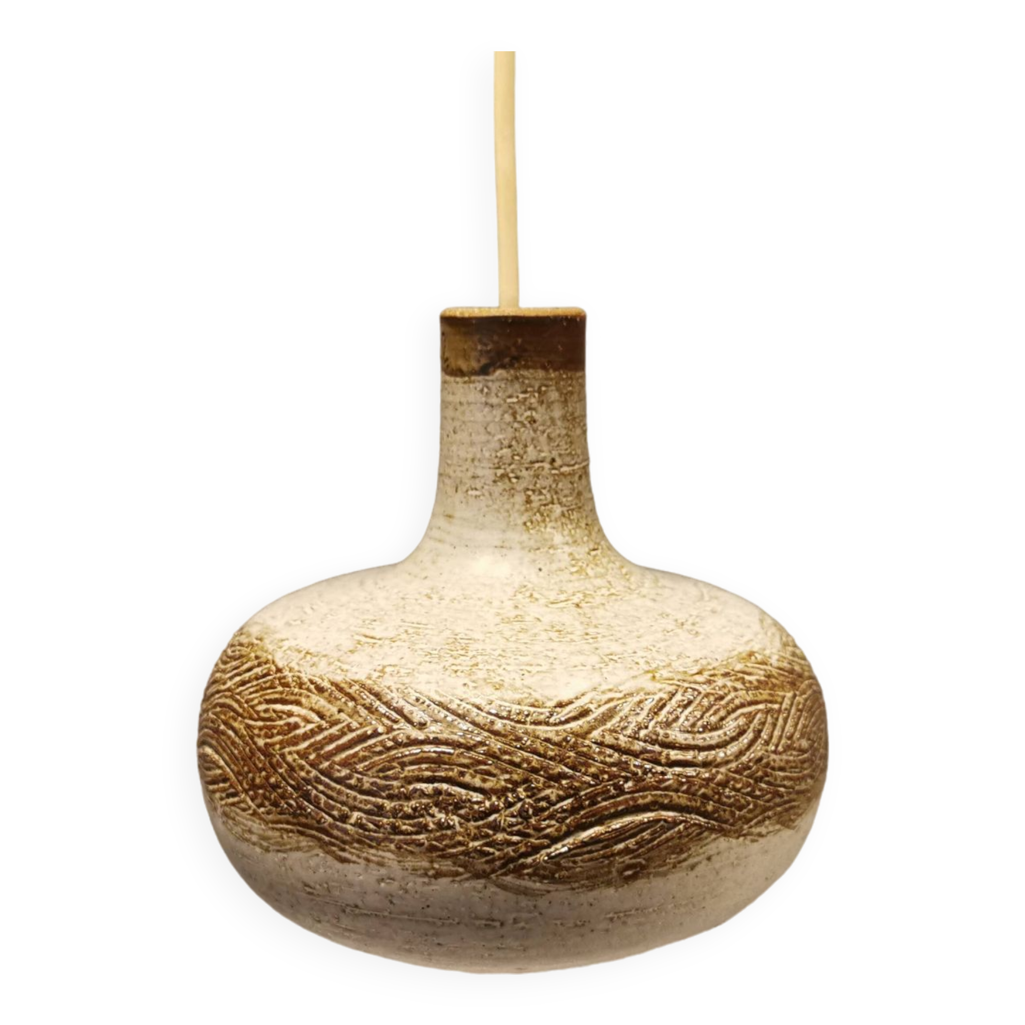 Small ceramic hanging lamp, by Danish Axel Larsen for his own company Axella,stamped inside the lamp