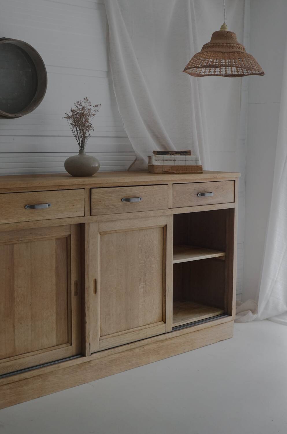 Old large pharmacy cabinet - profession / solid oak