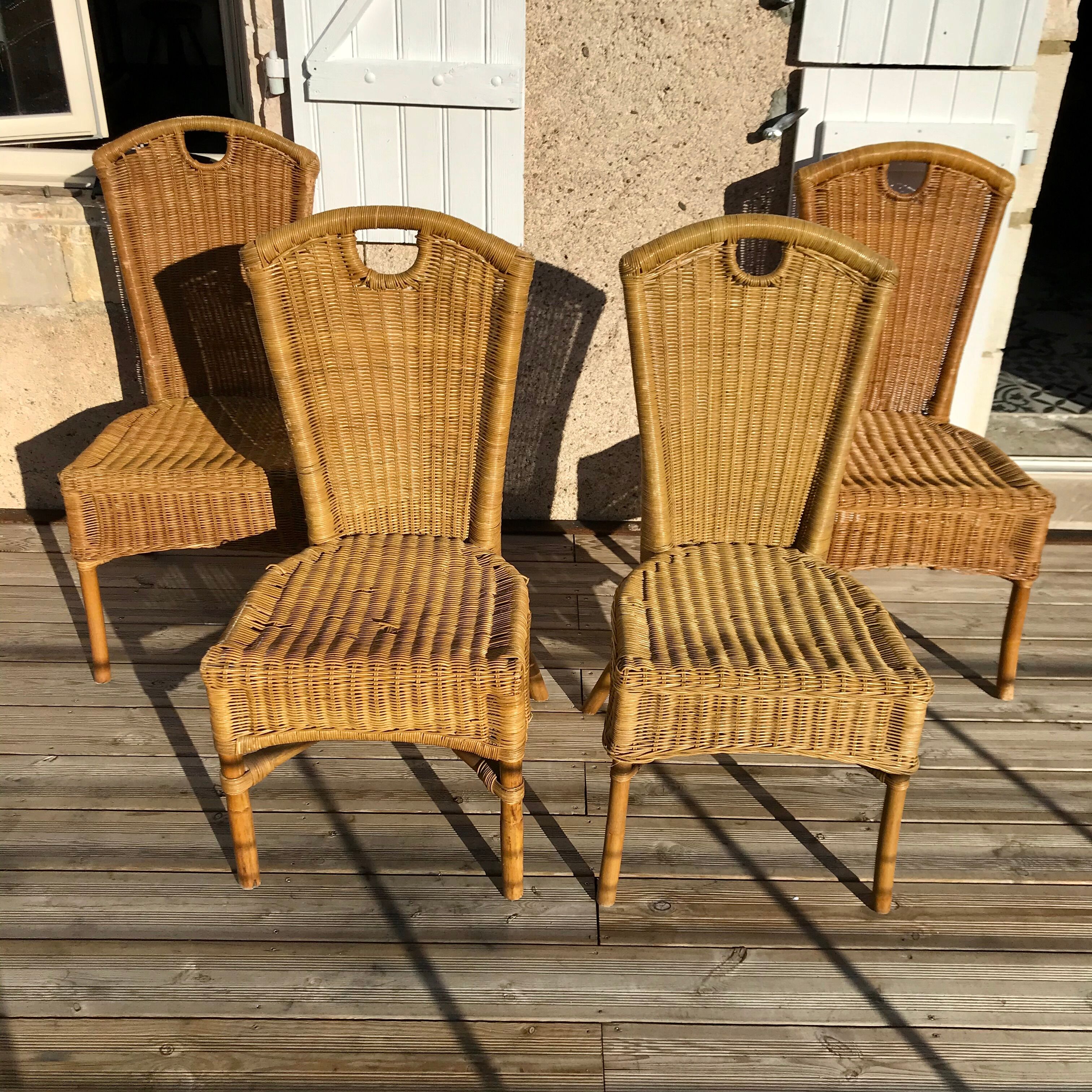 4 chaises en rotin