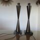 Pair of wooden diabolo lamps workshop lumen 80s