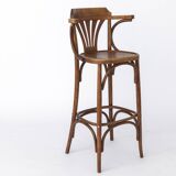 1 Vintage Wooden Irish Pub High Stools with Bentwood Technique 1960s-1970s