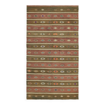Turkish Handmade Vintage Anatolian Kilim 173 cm x 313 cm