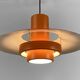 Pendant light "Falcon" two tone orange by Andreas Hansen for Fog & Mørup. Denmark 1960s.