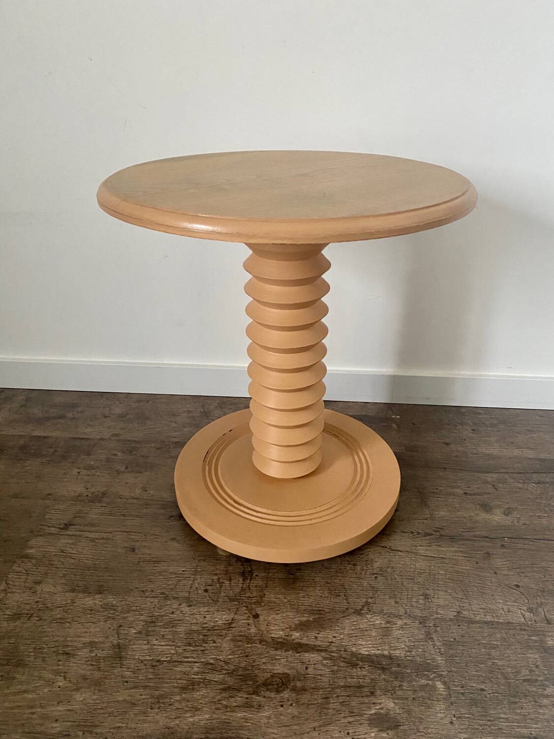 Terracotta Nude Spiral Turned Wood Side Table