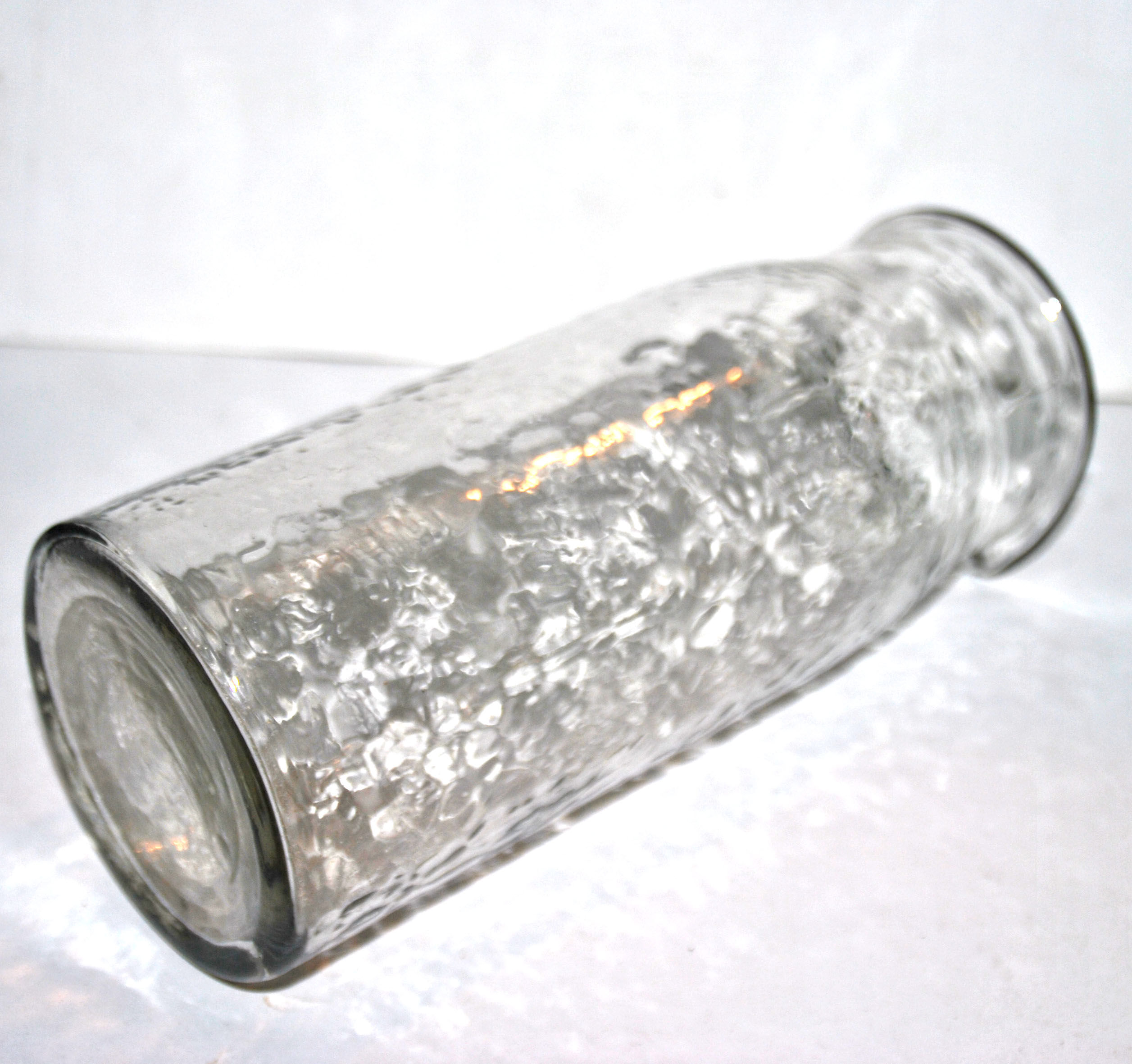 Vintage water pitcher in hammered moulded glass 25cm