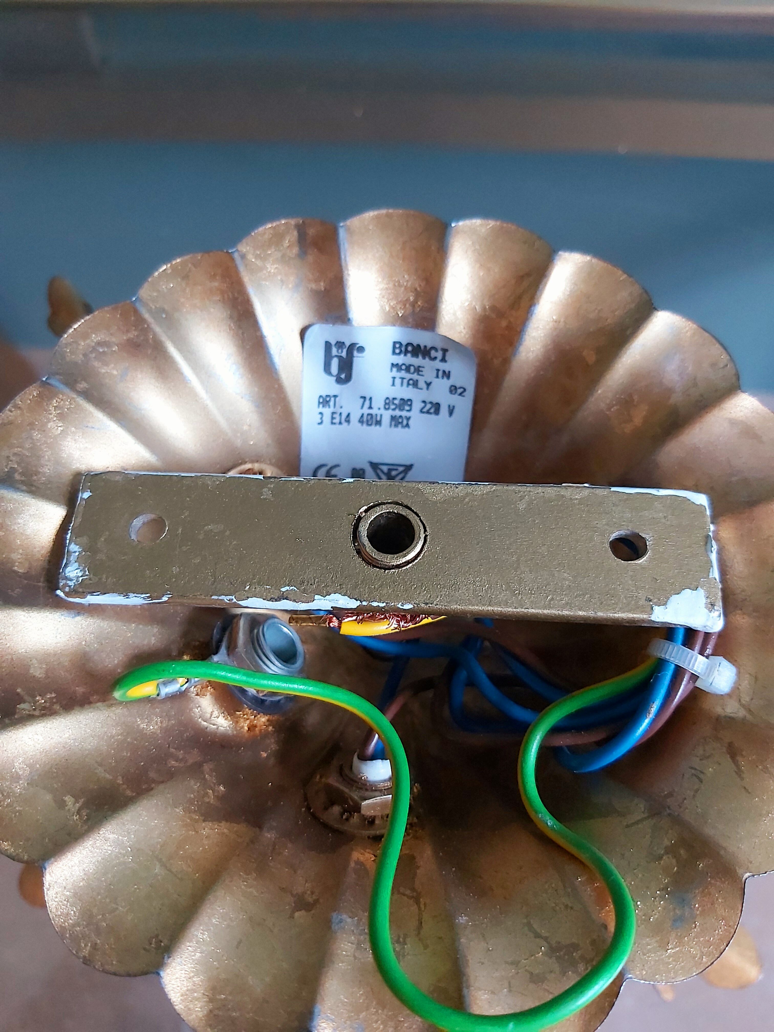 Wall lamp/ceiling lamp in gilded metal, Banci Firenze, 70s