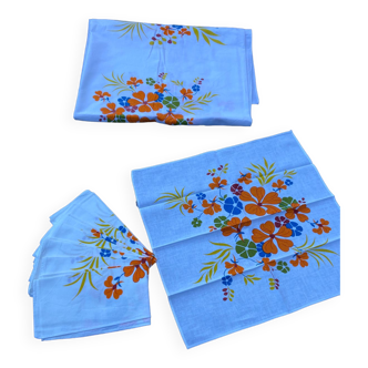 Nappe et serviettes assorties , vintage, pop, seventies