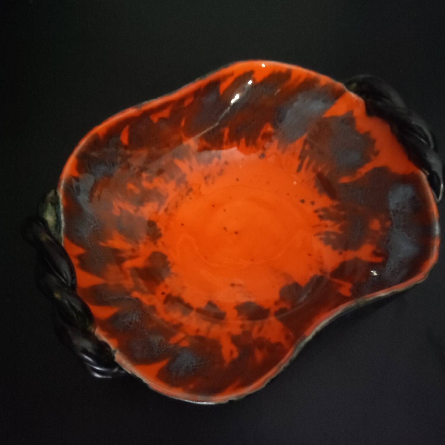 Fat Lava Orange Black Ceramic Cup