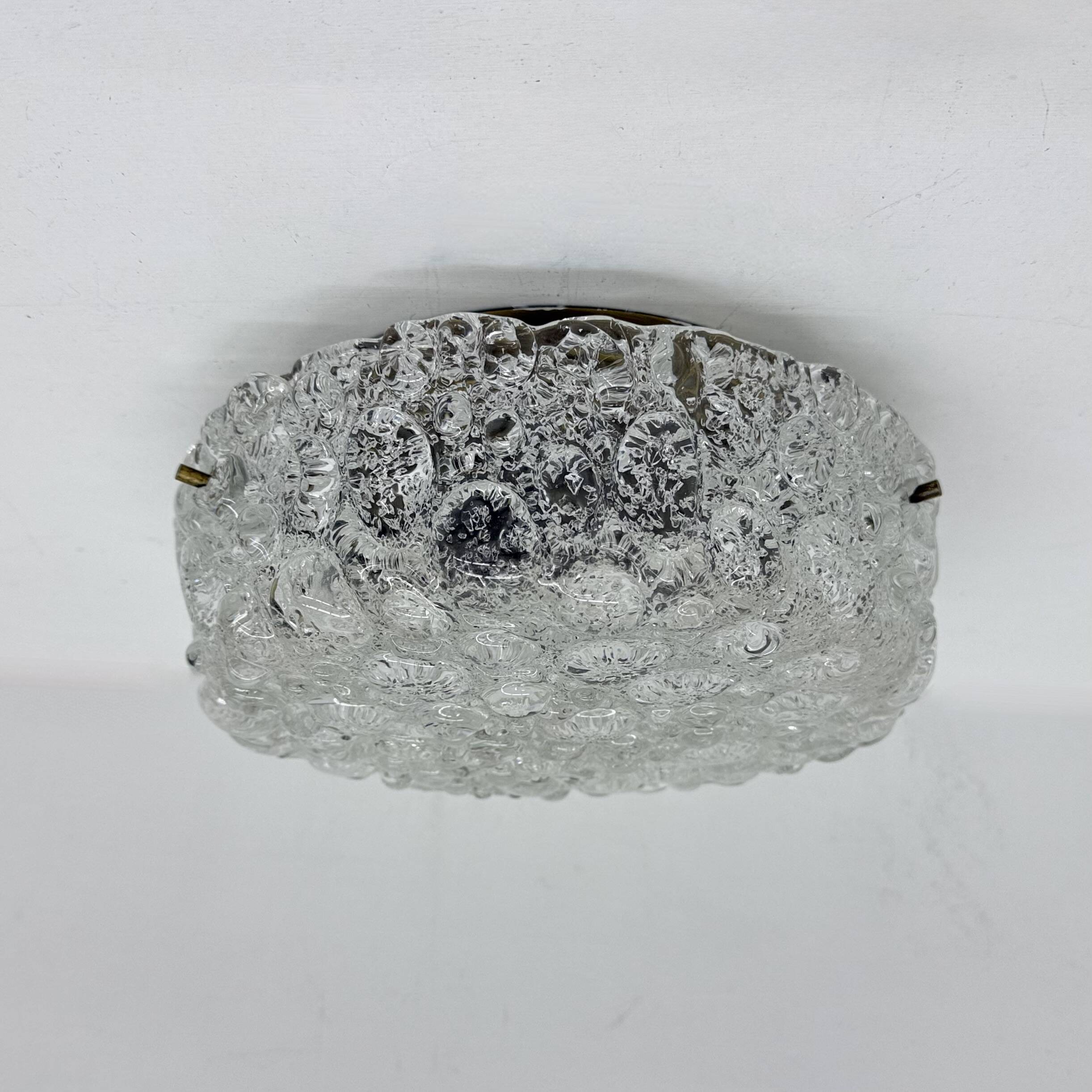 Lampe de plafond en verre Murano à bulles Hillebrand, années 1970, Allemagne