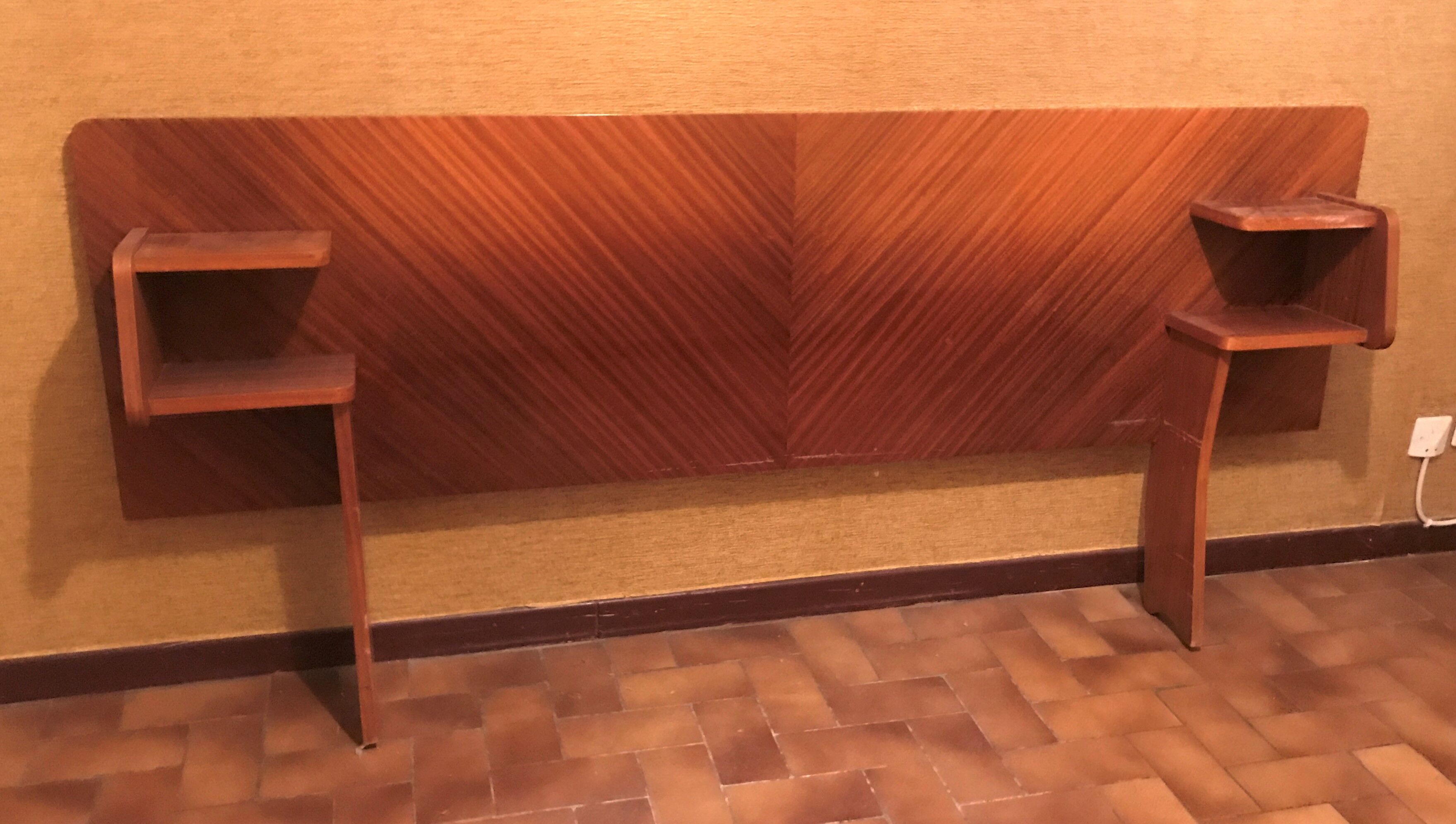 Solid wooden headboard and vintage veneer